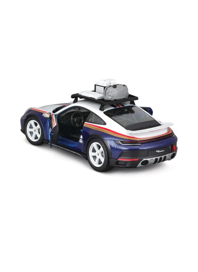 BBURAGO - 1/24 Racing - 2023 Porsche 911 Dakar - New 2024: Metal Racing Vehicle - Interior Details - Opening Doors and Hood - Scale 1/24., B18-28029