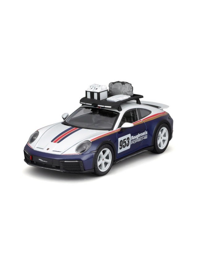 BBURAGO - 1/24 Racing - 2023 Porsche 911 Dakar - New 2024: Metal Racing Vehicle - Interior Details - Opening Doors and Hood - Scale 1/24., B18-28029