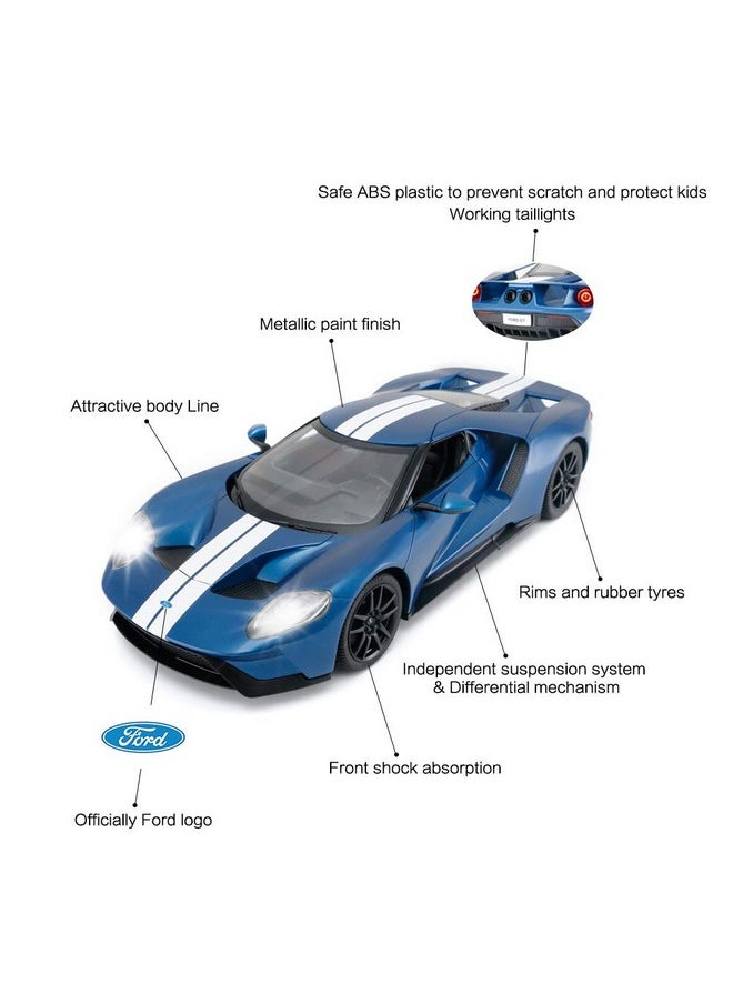RASTAR RC Car | 1/14 Ford GT Remote Control RC Race Toy Car for Kids, Open Doors by Manual, Blue (2.4GHz)
