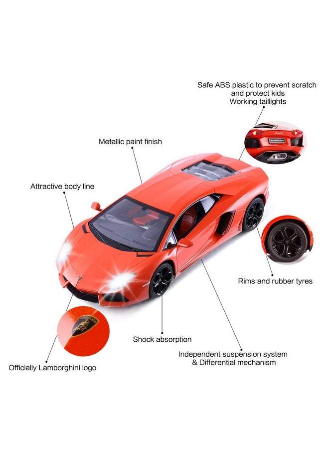 RASTAR RC Lamborghini Toy Car, 1:14 Lamborghini Aventador LP700-4 Remote Control Car, Working Lights - Orange