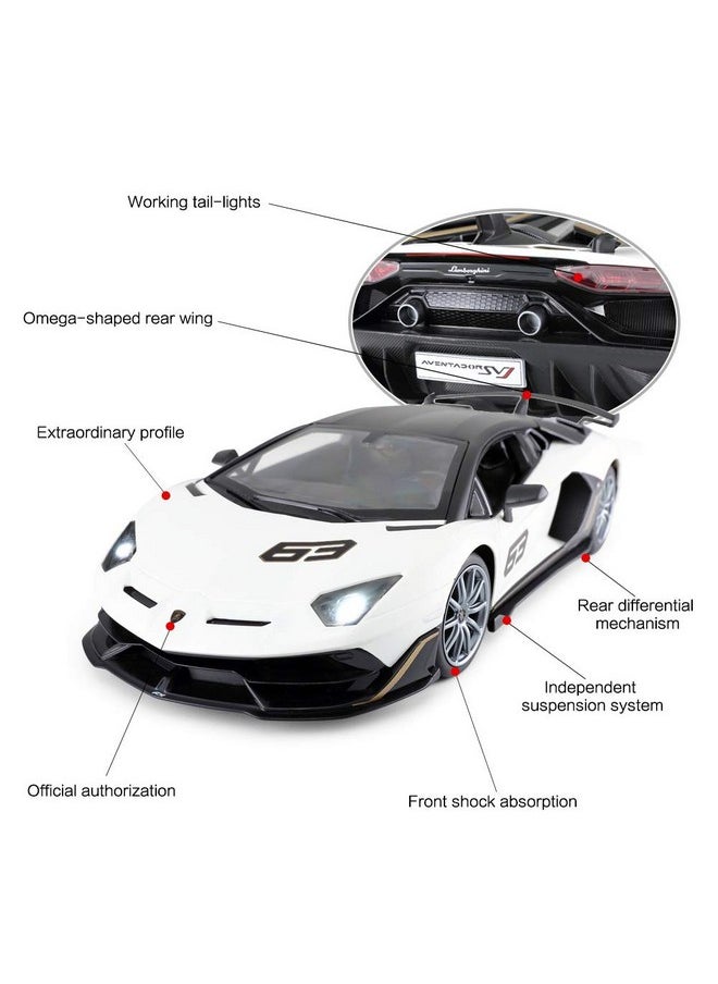 RASTAR Toy Lamborghini Car 1:14 Lamborghini Aventador SVJ Remote Control Model Car, Super RC Sport Racing Car for Kids Boys Gifts, 2.4GHz / White