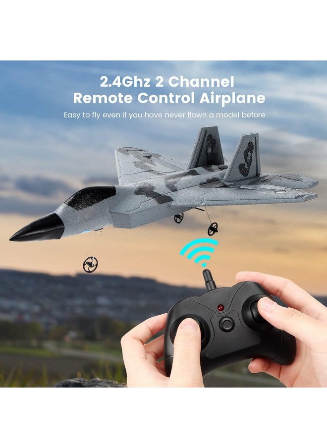 BEHORSE RC Plane -F22 Raptor Model Toy Airplane Glider, 2 Channels 2.4 GHz Remote Control Airplane Easy to Fly RC Jet,Kids & Beginners F22 Easy to Fly Toy for Fighter Model Glider