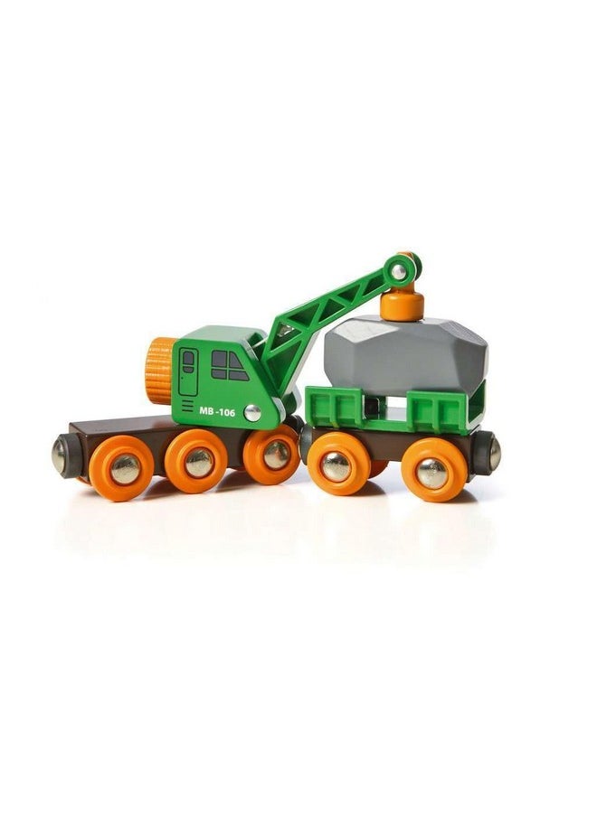 BRIO World 33698 - Clever Crane Wagon Set - 4 Piece Wooden Toy Train Set for Kids | Imaginative Play | Compatibility with Other Sets | FSC-Certified Wood
