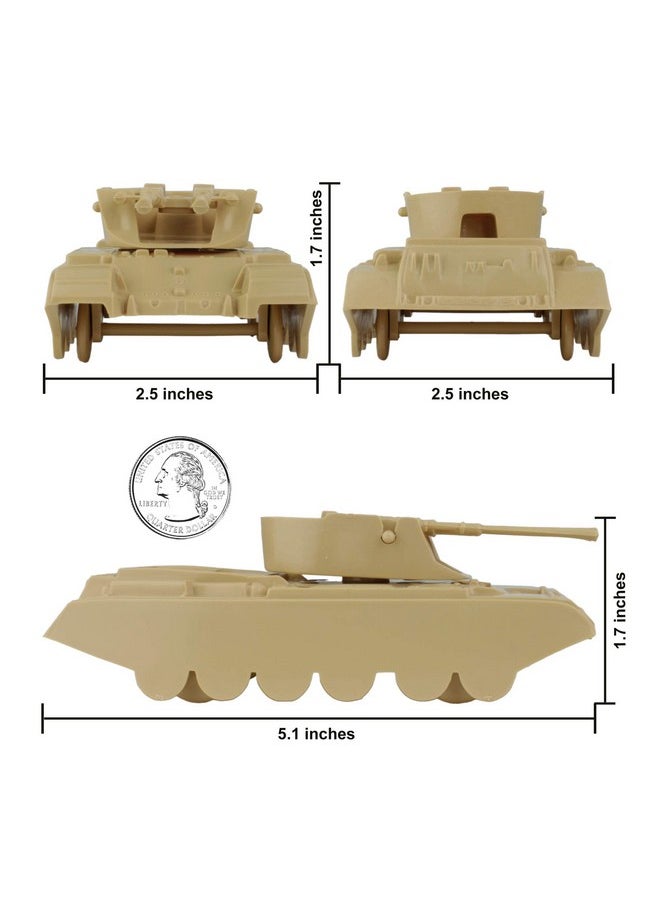 BMC Classic Payton Anti-Aircraft Tanks - 4pc Tan Green Plastic Army Men Vehicles