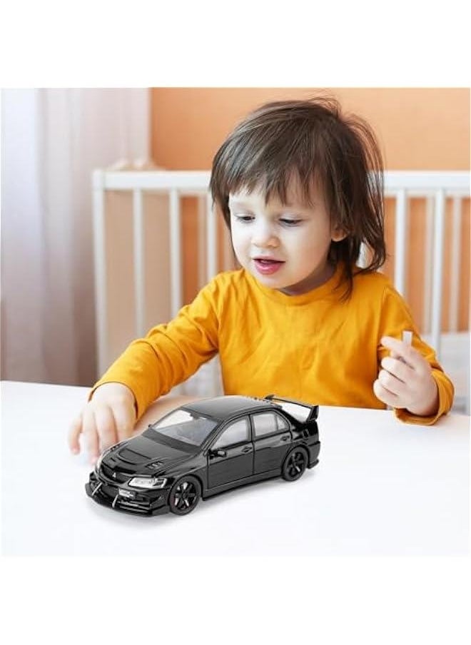Toy Car Compatible for 1:32 Mitsubishi Lancer Evolution Model Car, Pull Back Diecast Collectible Car with Sounds ＆ Lights for Kids Boys Girls and Adults, Gift Black