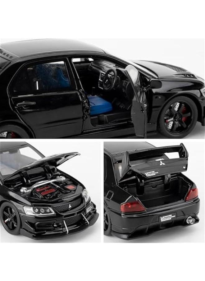 Toy Car Compatible for 1:32 Mitsubishi Lancer Evolution Model Car, Pull Back Diecast Collectible Car with Sounds ＆ Lights for Kids Boys Girls and Adults, Gift Black