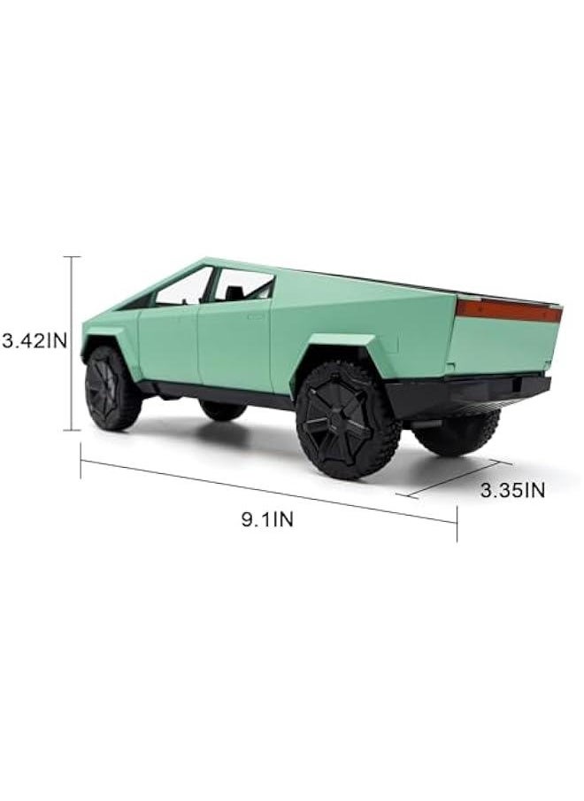 Cybertruck Model: 1/24 Diecast Metal Toy Trucks with Lights and Sounds, Mini Vehicles Toys for Boys, Ages 3 and Up (Green)