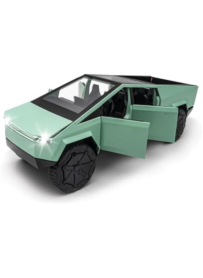 Cybertruck Model: 1/24 Diecast Metal Toy Trucks with Lights and Sounds, Mini Vehicles Toys for Boys, Ages 3 and Up (Green)