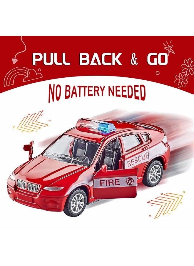 KIDAMI Die-cast Metal Toy Cars Set of 5, Openable Doors, Pull Back Cars Ambulance, Gift Pack for Kids (Official Car Ⅱ)