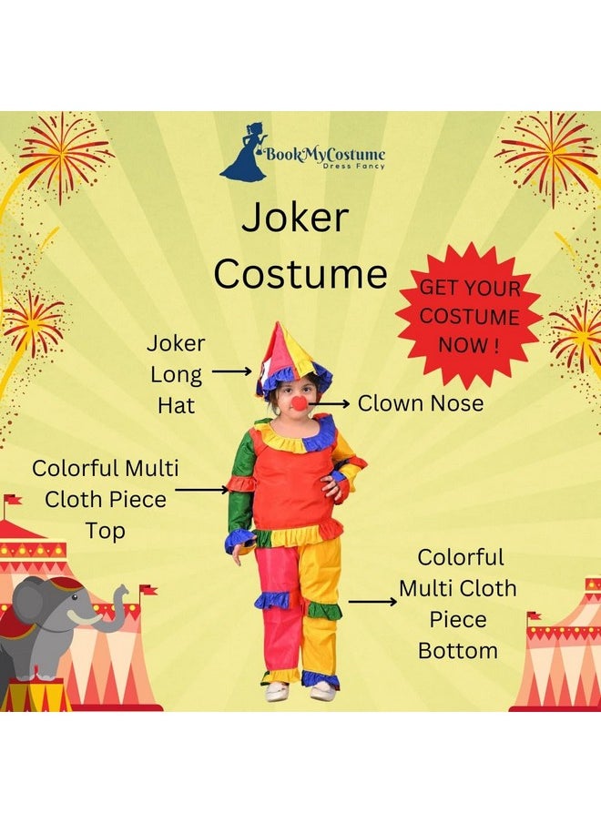 BookMyCostume Joker Colorful Clown Kids Adults Fancy Dress Costume 14-16 years/Adult S