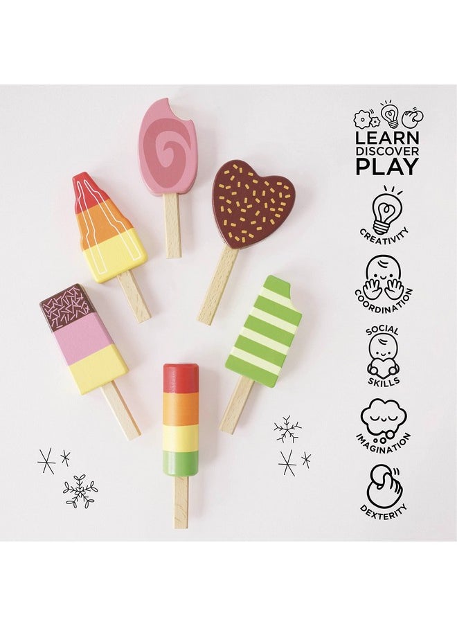 Le Toy Van Honeybake Collection Ice Lollies Set Premium Wooden Toys for Kids Ages 3 Years & Up (TV284)