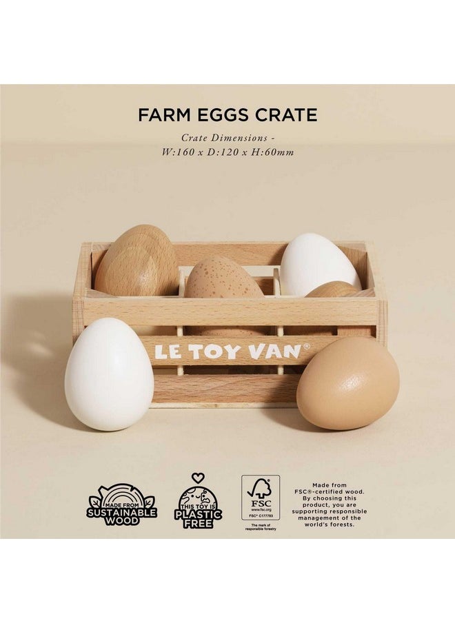 Le Toy Van - Wooden Honeybee Market Farm Eggs Half Dozen Crate | Perfect for Supermarket, Food Shop or Cafe Pretend Play | Great As A Gift (TV190)