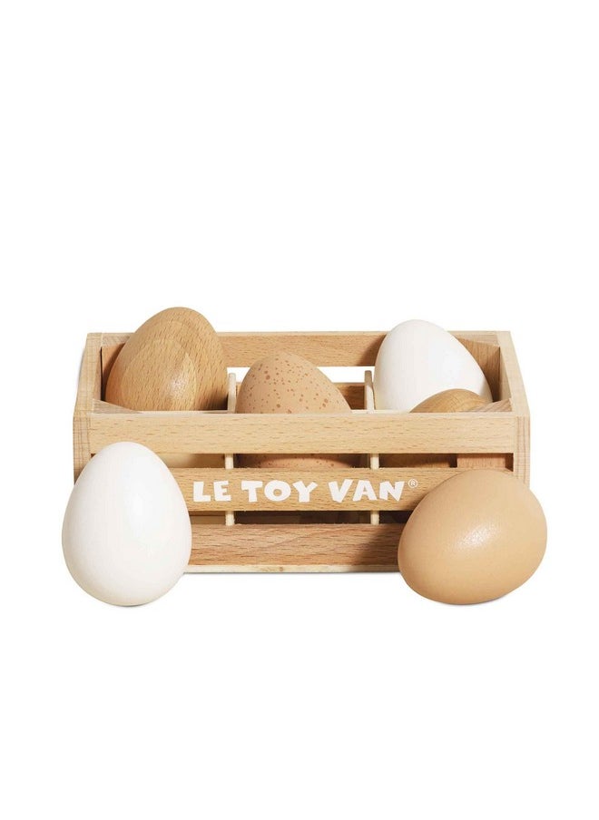 Le Toy Van - Wooden Honeybee Market Farm Eggs Half Dozen Crate | Perfect for Supermarket, Food Shop or Cafe Pretend Play | Great As A Gift (TV190)