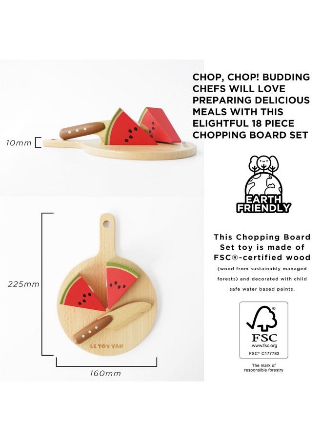 Le Toy Van - Wooden Chopping Board and Super Food Set | Perfect for Supermarket, Food Shop or Cafe Pretend Play - Suitable for Boys & Girls Age 24+ Months