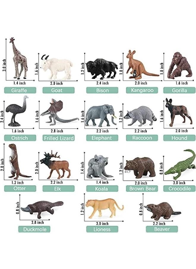 18 Pcs Safari Animal Toys, Realistic North American  Australian Animal Figures, Educational Wild Animal Figurines for Kids 3 4 5 6 7 years old