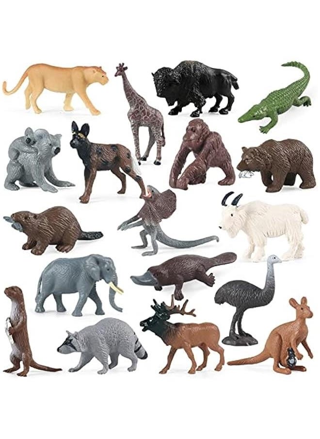 18 Pcs Safari Animal Toys, Realistic North American  Australian Animal Figures, Educational Wild Animal Figurines for Kids 3 4 5 6 7 years old