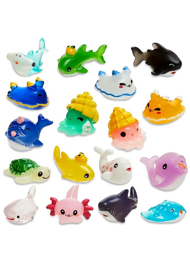 Juexica Mini Ocean Resin Animals Tiny Resin Axolotl Animals Figurines Aquarium Ornaments Ocean Mini Sea Animals Figures for Fish Tank Decorations Birthday Party Favor(Stylish,17 Pcs)