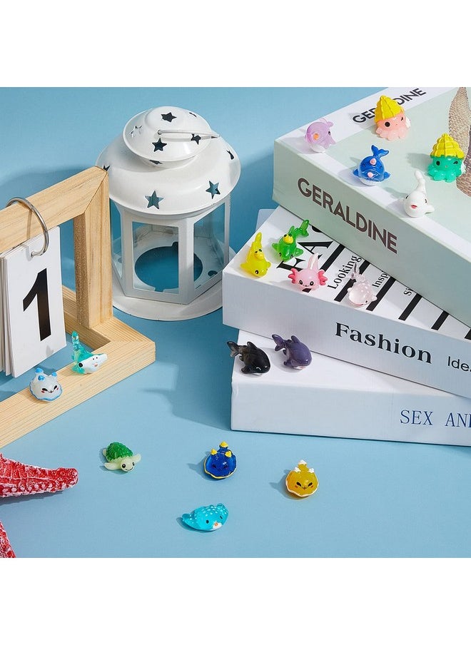 Juexica Mini Ocean Resin Animals Tiny Resin Axolotl Animals Figurines Aquarium Ornaments Ocean Mini Sea Animals Figures for Fish Tank Decorations Birthday Party Favor(Stylish,17 Pcs)
