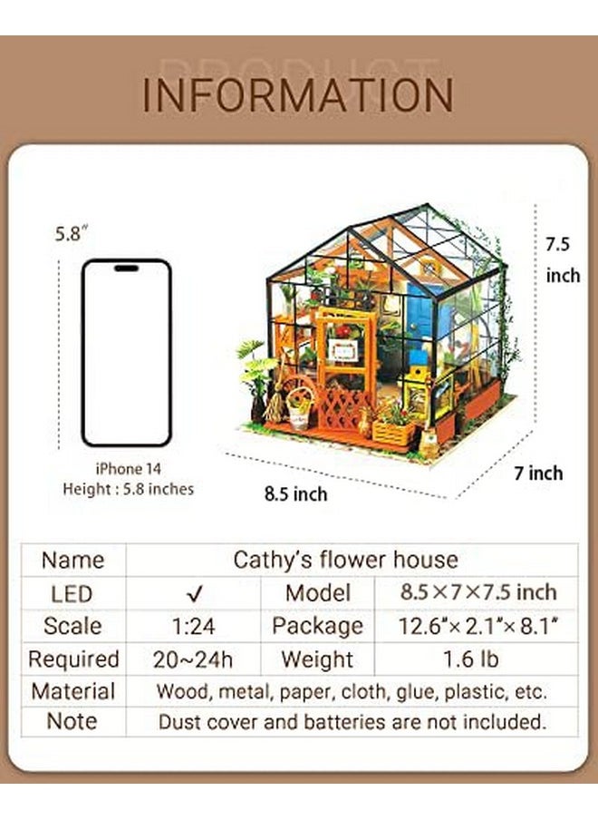 Rolife DIY Miniature Dollhouse Kit,Green House with Furniture and LED,Wooden Dollhouse Kit,Best Birthday and Valentine's Day Gift for Women and Girls