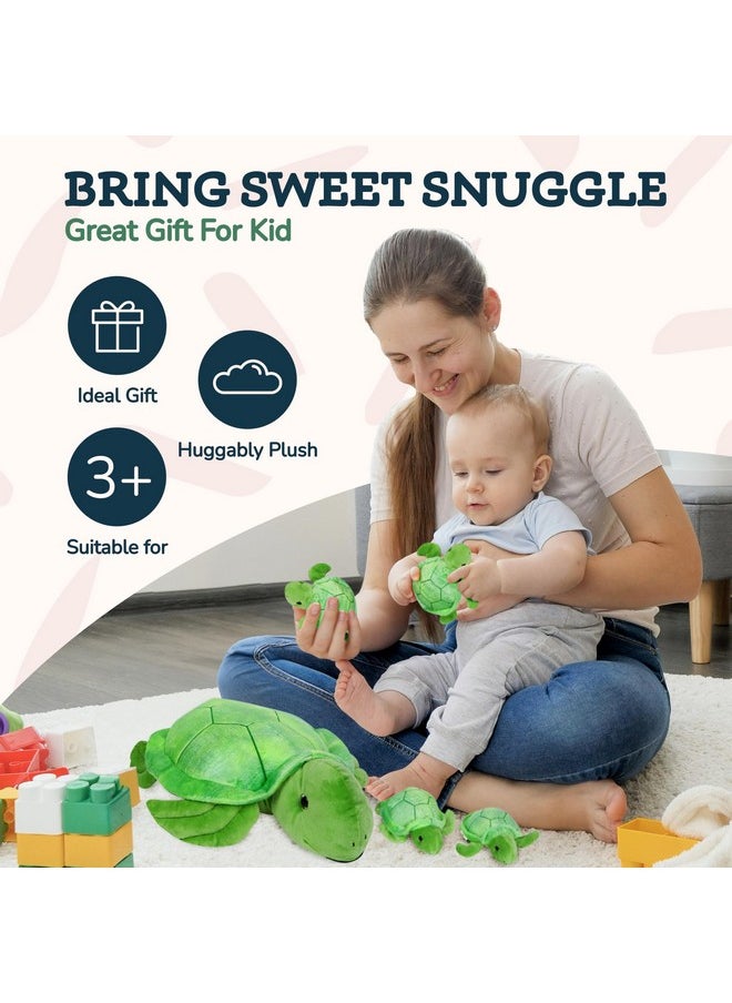 Stuffed Turtle Plush Toy - Cute Mommy Turtle With 4 Baby Turtles - Magical Sea Turtle Stuffed Animals For Girls Ages 3-8 - Plush Pillow Companion For Imaginative Playtime And Snuggles