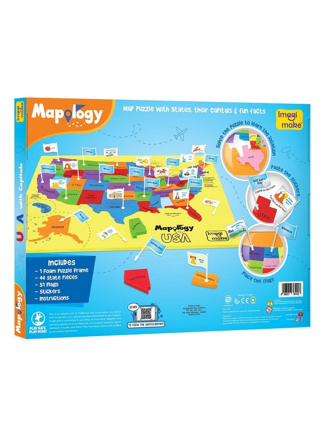 Imagimake Mapology USA Map with Capitals | Learning States and Capitals | US Geography Toys for Ages 5-7 | Jigsaw Puzzles for Kids Ages 8-10 Years | Educational Toys for Ages 8-13
