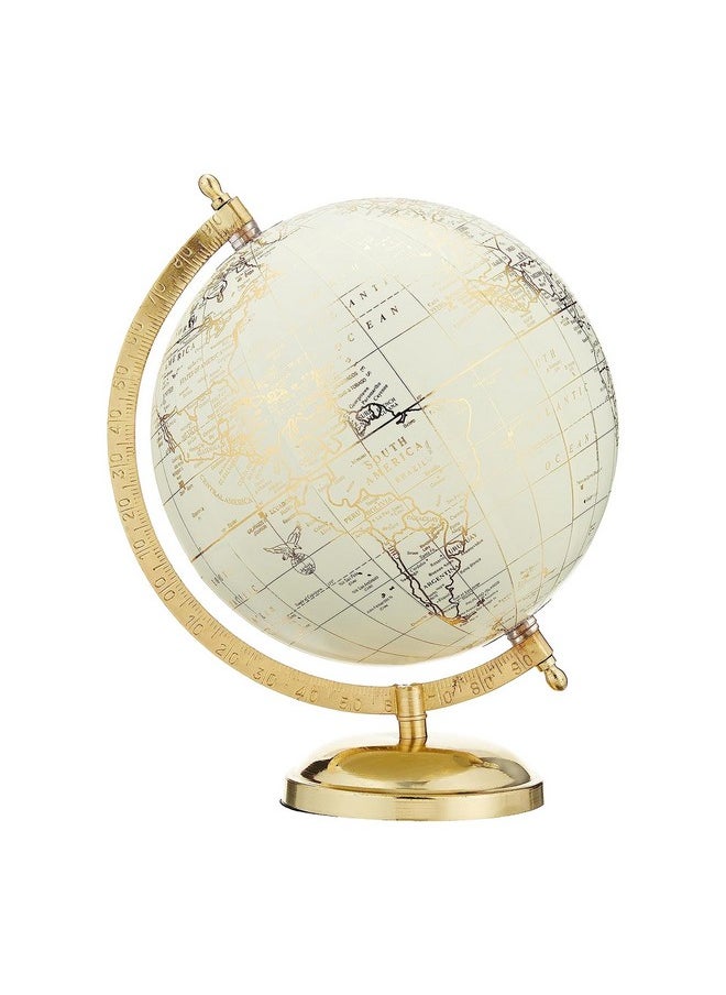 Abbott Collection 57-LATITUDE-02 Spinning Small Decorative Globe, Ivory/Gold, 11