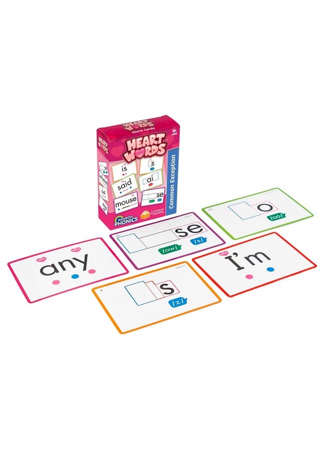 Junior Learning: Rainbow Phonics - Heart Words - 93 Word Cards, Flash Cards Use Visual Clues to Learn Core Words, Level Based Cards, Kids Ages 4+