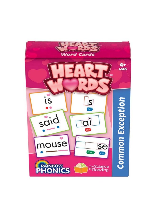 Junior Learning: Rainbow Phonics - Heart Words - 93 Word Cards, Flash Cards Use Visual Clues to Learn Core Words, Level Based Cards, Kids Ages 4+