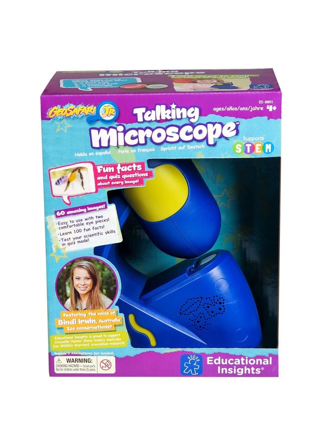 Educational Insights GeoSafari Jr. Talking Microscope Featuring Bindi Irwin: Microscope for Kids, STEM & Science Toy, Interactive Learning, Ages 3+