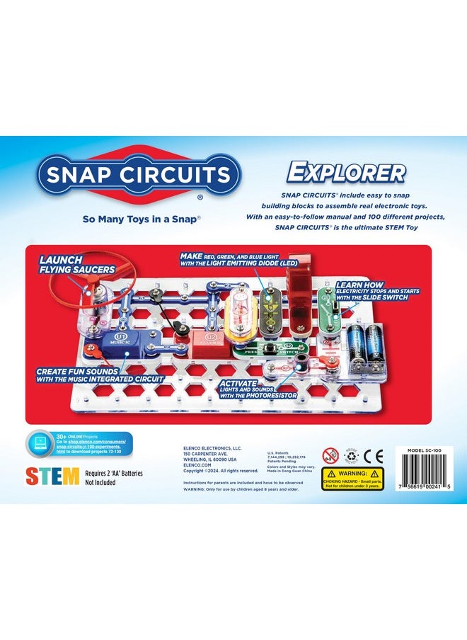 Snap Circuits Jr. SC-100 Electronics Exploration Kit, Over 100 Projects, Full Color Project Manual, 28 Parts, STEM Educational Toy for Kids 8 +