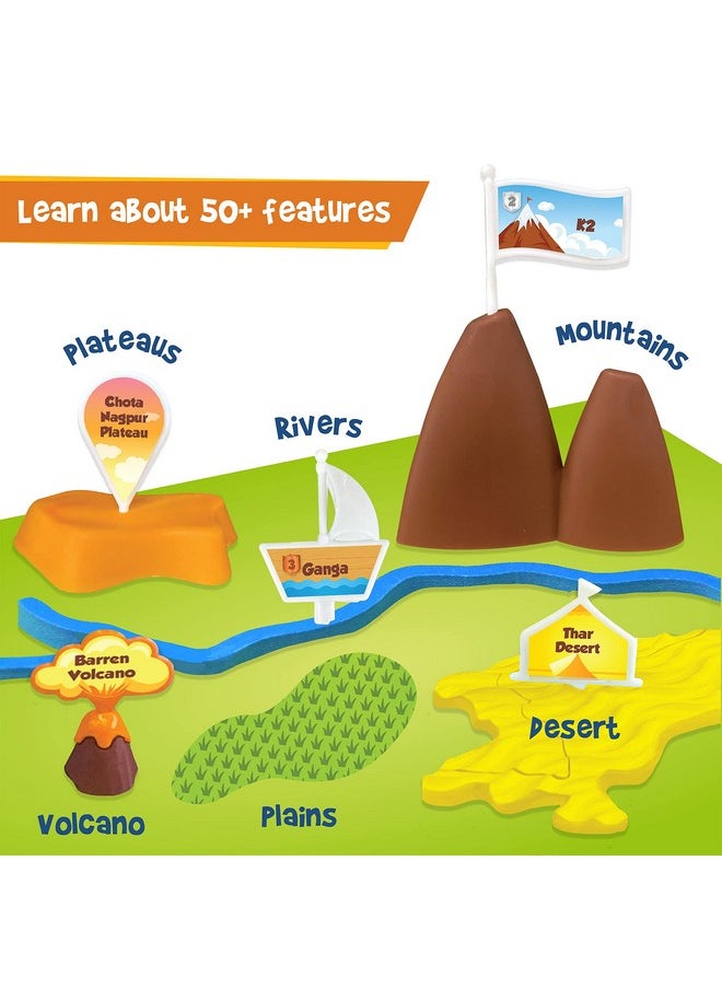 Imagimake Kid's Mapology - Physical Features of India Learn 50+ Geographical Features Like Mountains, Rivers, Plateaus Educational Toy and Learning Aid Puzzles for Age 5 Years+,Color Multi