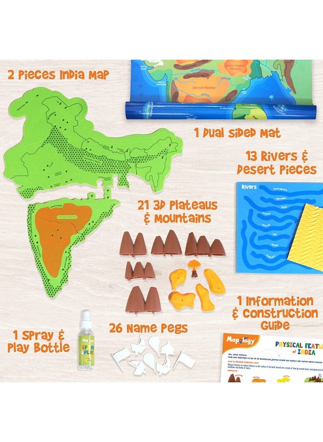 Imagimake Kid's Mapology - Physical Features of India Learn 50+ Geographical Features Like Mountains, Rivers, Plateaus Educational Toy and Learning Aid Puzzles for Age 5 Years+,Color Multi