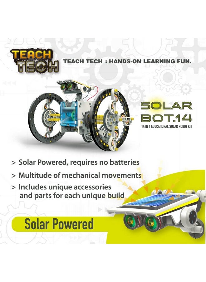 Teach Tech SolarBot.14, Transforming Solar Robot Kit, STEM Learning Toys for Kids 10+