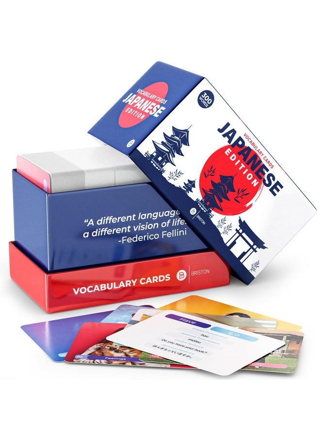 Japanese Vocabulary 300 Flash Cards - Beginner Vocab with Pictures - Memory & Sight Words - Educational Language Learning - Game Like Play - Kids, Grade School, Classroom, Homeschool - 2024 Edition