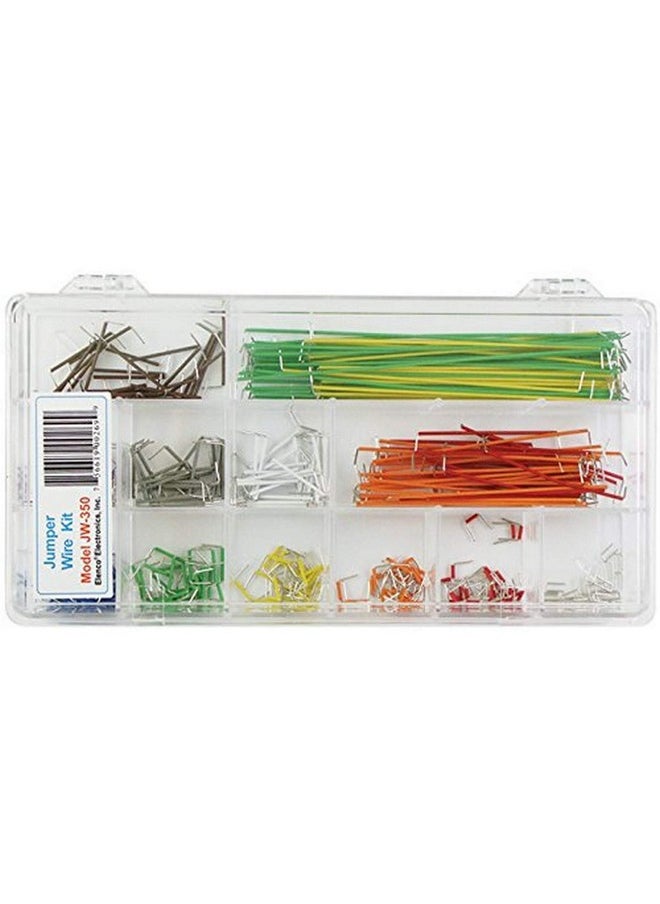 Elenco 350 Piece Pre-formed Jumper Wire Kit | DIY Prototyping Projects | 350 lengths of pre-stripped - pre-formed AWG #22 - solid, color coded wire | 14 different lengths | Storage case included