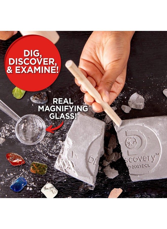 Discovery Kids Gemstone Dig Stem Science Kit by Horizon Group Usa, Excavate, Dig & Reveal 11 Real Gemstones, Includes Goggles, Excavation Tools, Streak Plate, Magnifying Glass & More
