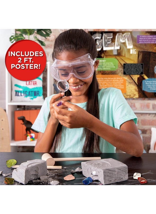 Discovery Kids Gemstone Dig Stem Science Kit by Horizon Group Usa, Excavate, Dig & Reveal 11 Real Gemstones, Includes Goggles, Excavation Tools, Streak Plate, Magnifying Glass & More