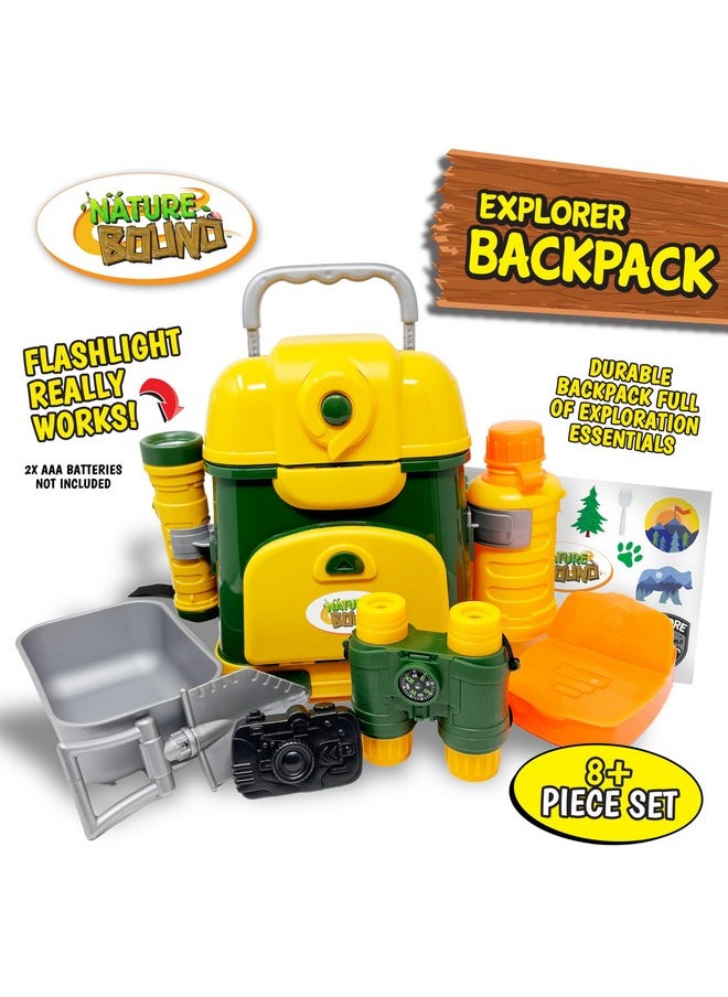 Nature Bound Explorer Backpack 9-Piece Set for Toddlers & Kids | Ultimate Outdoor Adventure Playset with Safari Gear: Binoculars, Shovel, Flashlight & More