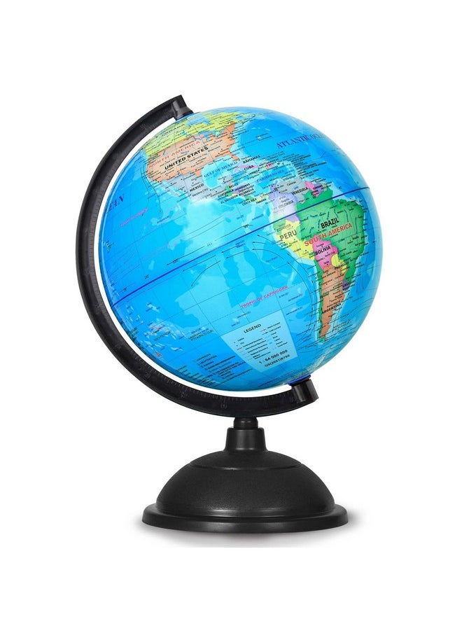 KISEER 8 Inch World Globe with Stand Rotating Earth Spinning Globe for Kids Geography Classroom Education or Decorations (Blue)