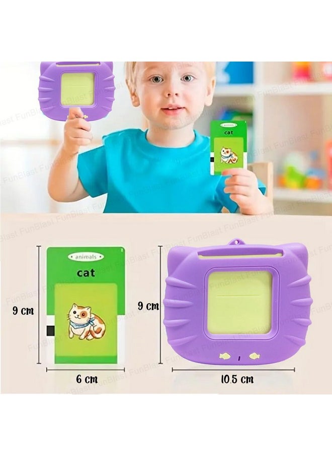 FunBlast Talking Flash Cards for Kids, Learning Toys for Kids, English Flash Cards, Montessori Educational Toys for 2-4 Year Old Kids, Boys, Girls -112 Double Sided Card (Purple)
