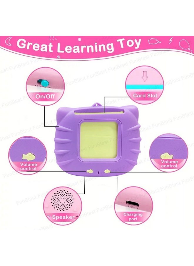 FunBlast Talking Flash Cards for Kids, Learning Toys for Kids, English Flash Cards, Montessori Educational Toys for 2-4 Year Old Kids, Boys, Girls -112 Double Sided Card (Purple)