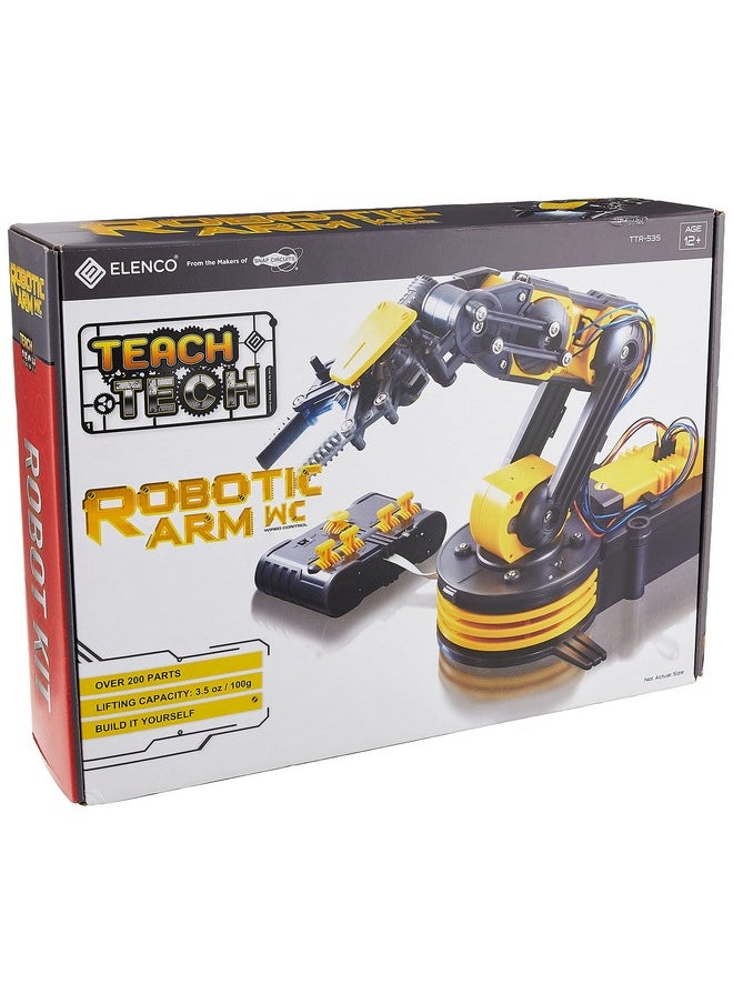 Elenco Teach Tech “Robotic Arm Wire Controlled”, Robotic Arm Kit, STEM Building Toys for Kids 12+