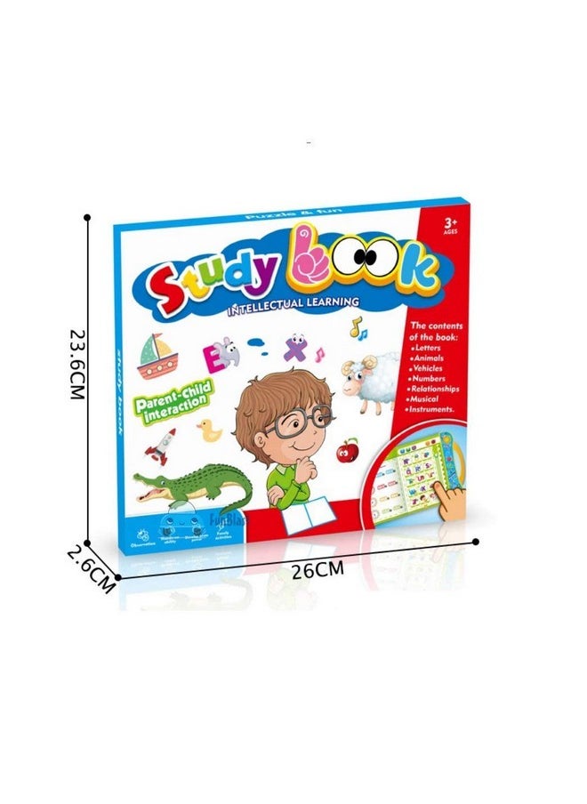 PLUSPOINT Intelligence Book English Letters & Words Learning Sound Book, Fun Educational Toys. Activities with Numbers, Shapes, Animals Phonetic Learning Book for Toddlers. (I-Book, Multicolor)