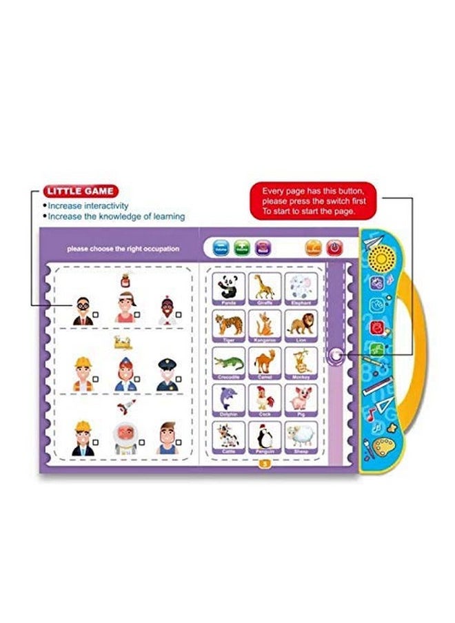 PLUSPOINT Intelligence Book English Letters & Words Learning Sound Book, Fun Educational Toys. Activities with Numbers, Shapes, Animals Phonetic Learning Book for Toddlers. (I-Book, Multicolor)