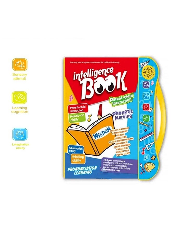 PLUSPOINT Intelligence Book English Letters & Words Learning Sound Book, Fun Educational Toys. Activities with Numbers, Shapes, Animals Phonetic Learning Book for Toddlers. (I-Book, Multicolor)