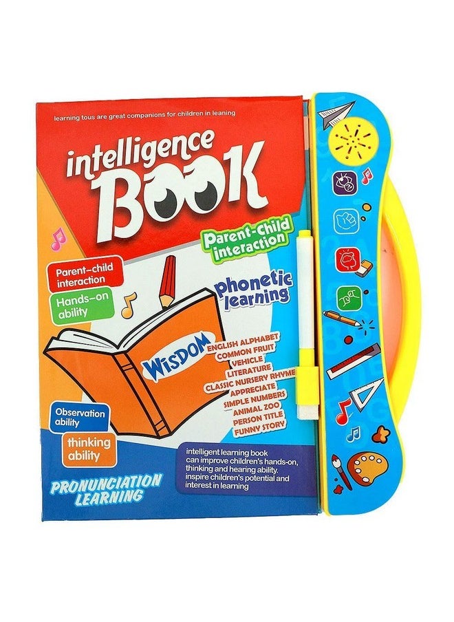 PLUSPOINT Intelligence Book English Letters & Words Learning Sound Book, Fun Educational Toys. Activities with Numbers, Shapes, Animals Phonetic Learning Book for Toddlers. (I-Book, Multicolor)