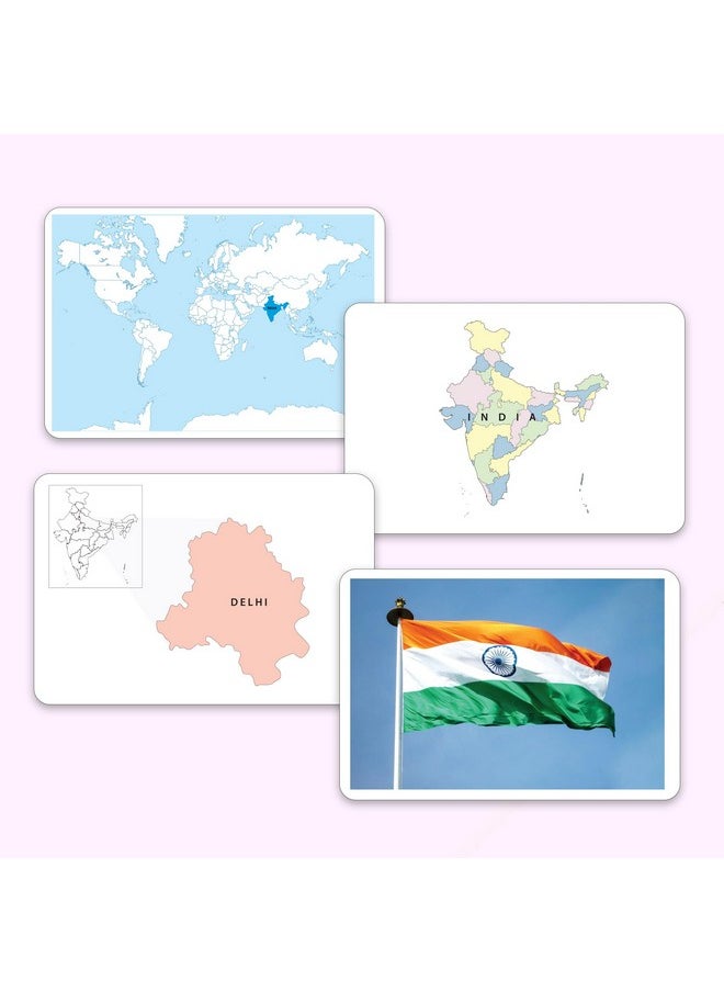 hungry brain Flash Cards for Toddlers, 24 Know India Flashcards, Montessori, Educational, Kindergarten - Preschool Learning Activities, Gifts for Kids, 1, 2, 3, 4 Years Babies
