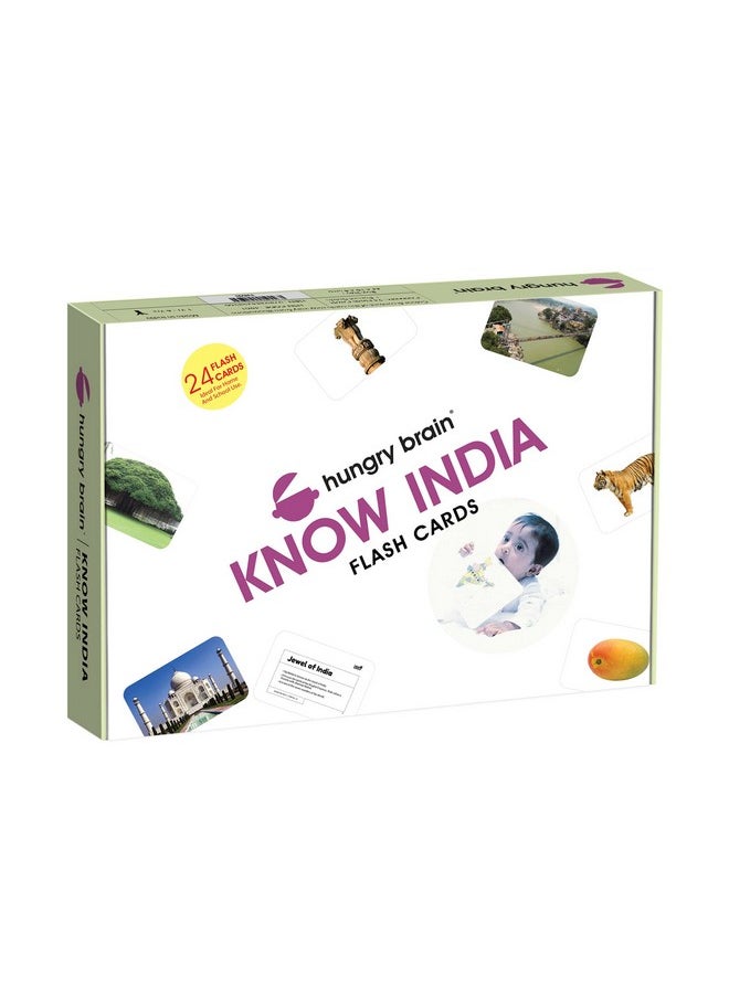 hungry brain Flash Cards for Toddlers, 24 Know India Flashcards, Montessori, Educational, Kindergarten - Preschool Learning Activities, Gifts for Kids, 1, 2, 3, 4 Years Babies