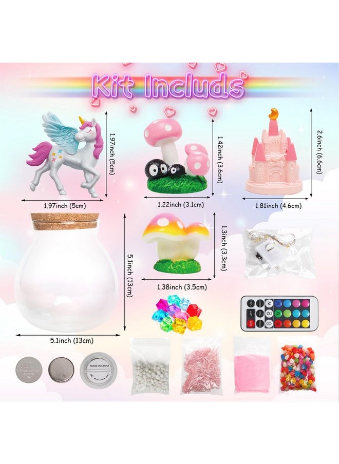 Kiditos Unicorn Light Up Terrarium Craft Kit for Kids,Make Your Own LED Night Light Up&Remote Unicorn Kingdom,Ideal DIY Gift for Girls Ages 8+,STEM Educational Toys for School Project