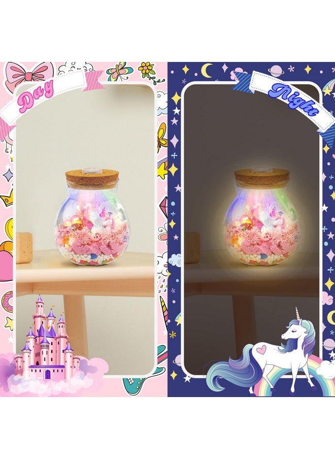 Kiditos Unicorn Light Up Terrarium Craft Kit for Kids,Make Your Own LED Night Light Up&Remote Unicorn Kingdom,Ideal DIY Gift for Girls Ages 8+,STEM Educational Toys for School Project